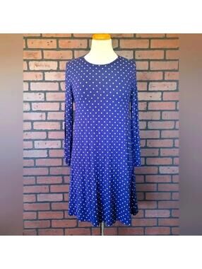 Old Navy Long Sleeve Navy Blue Polka Dot Dress Size Medium